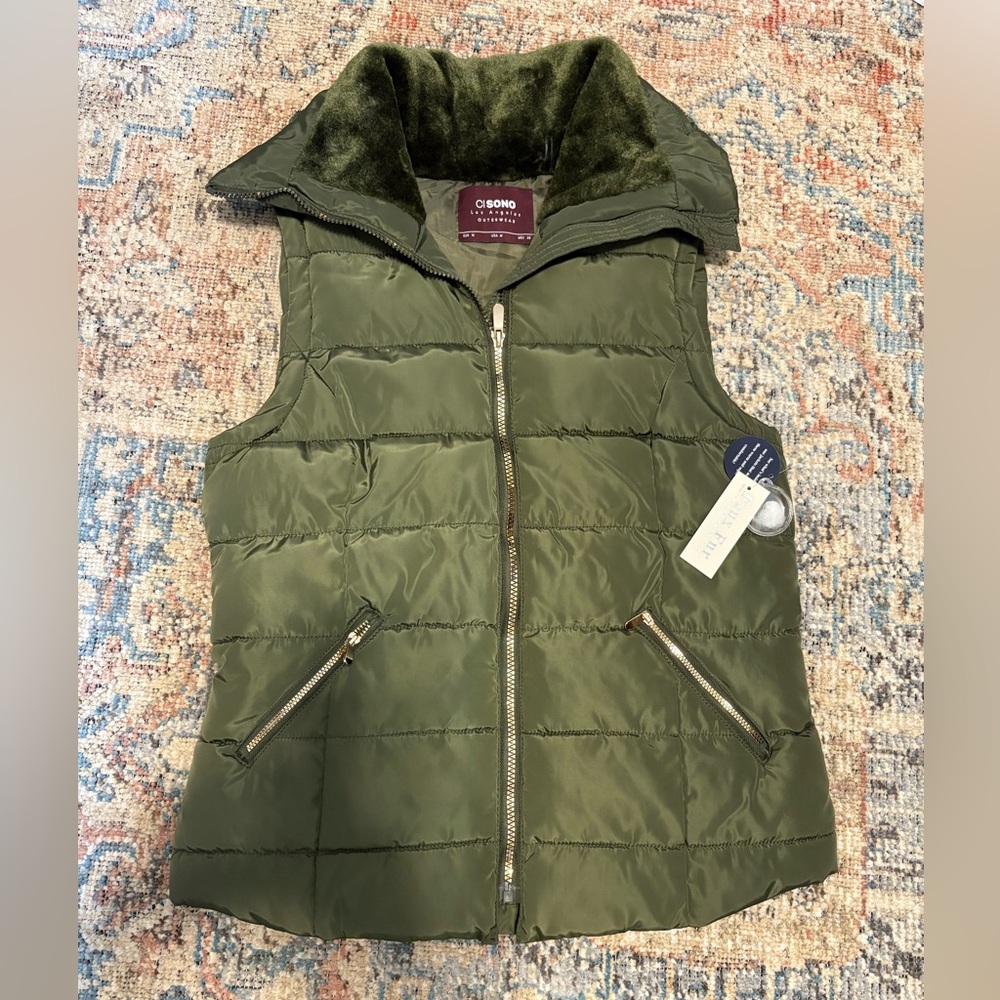 Ci Sono Olive Green Puffer Vest